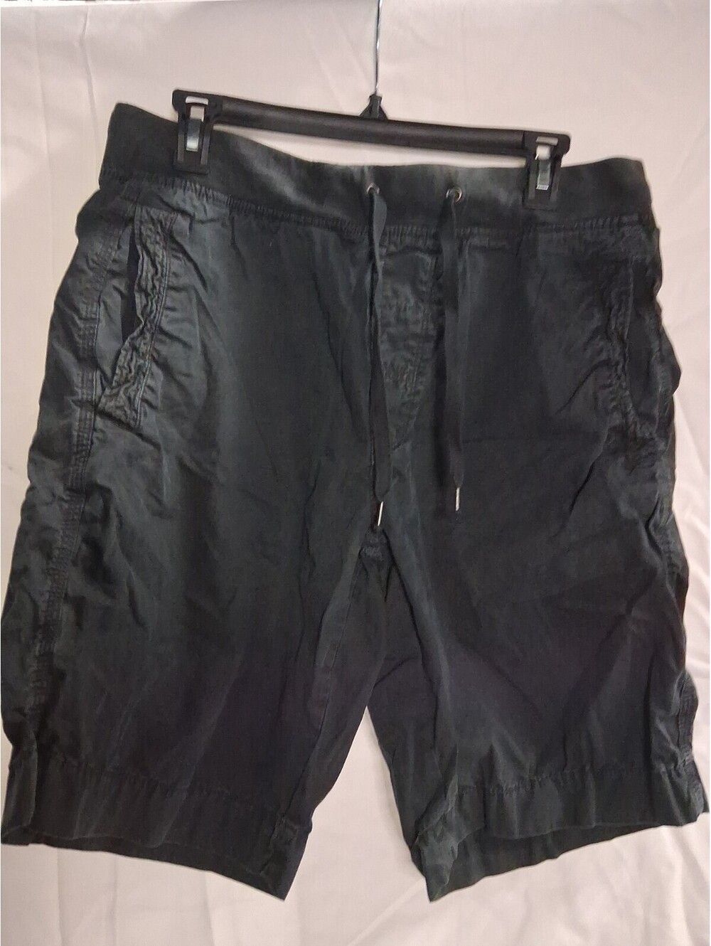 Gap Chino Shorts Mens Size M Black Elastic Waist Drawstring Stretch I2
